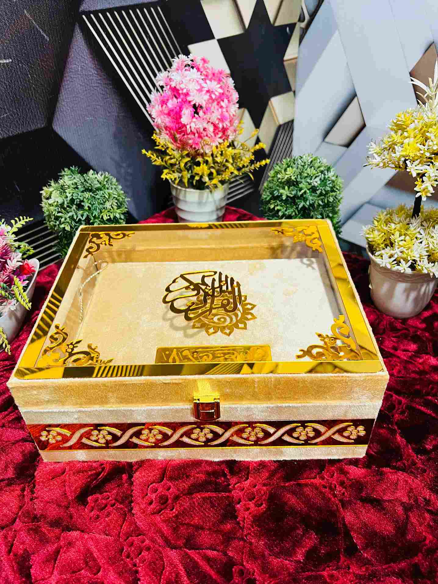 AL-NOOR Premium Acrylic Quran Box-Golden