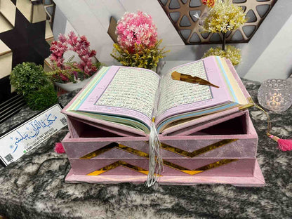 AL-SULTAN Premium , Velvet Quran Set Pink Color