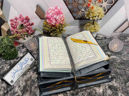 AL-SULTAN Premium , Velvet Quran Set Gray Color