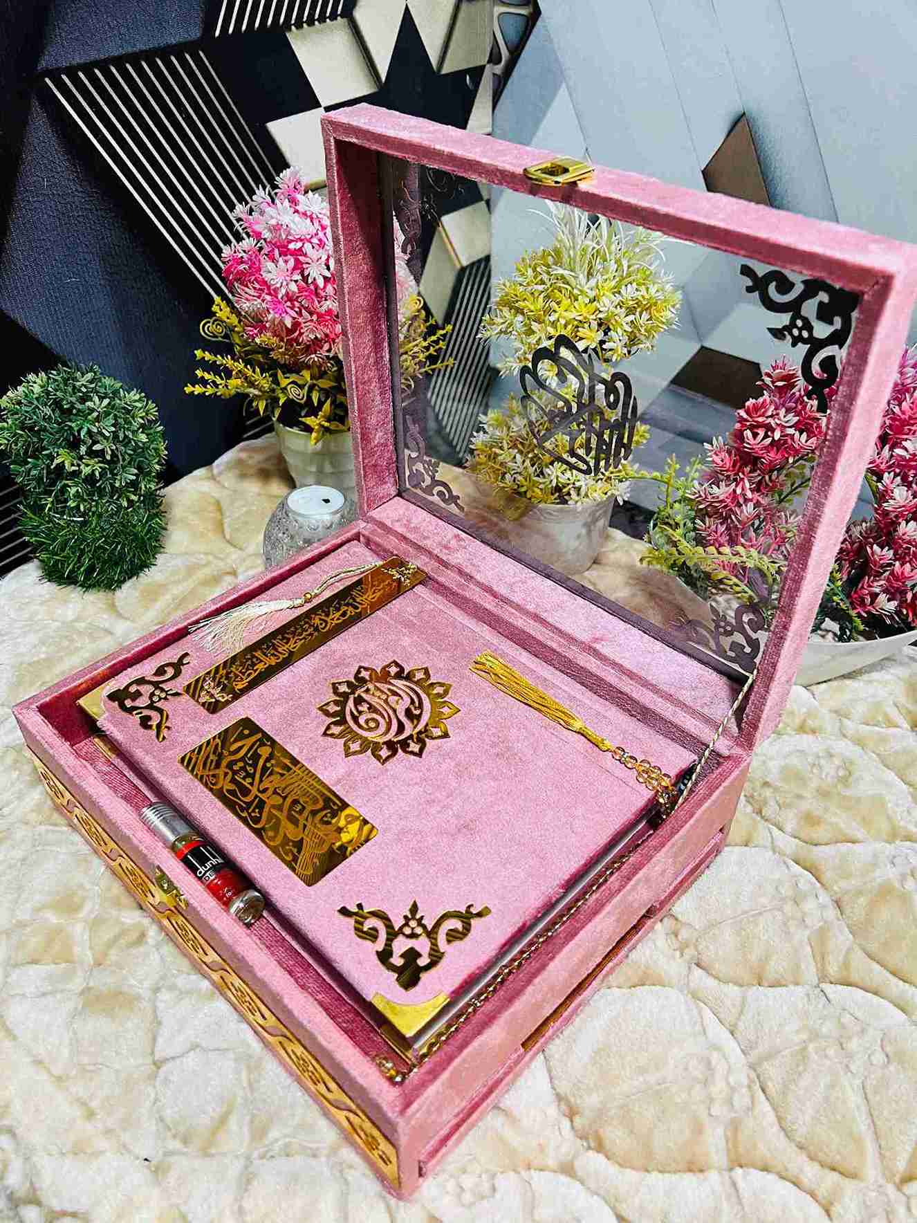 AL-NOOR Premium Acrylic Quran Box-pink
