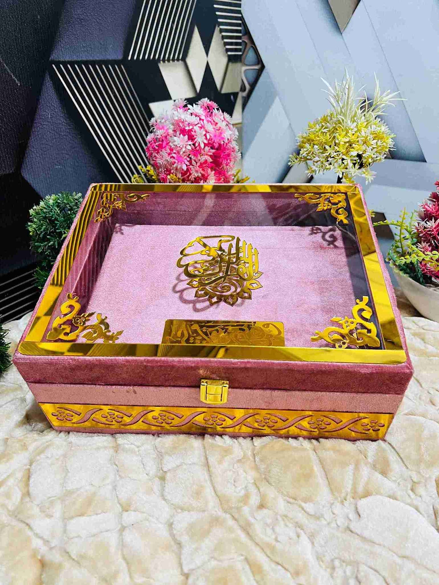 AL-NOOR Premium Acrylic Quran Box-pink