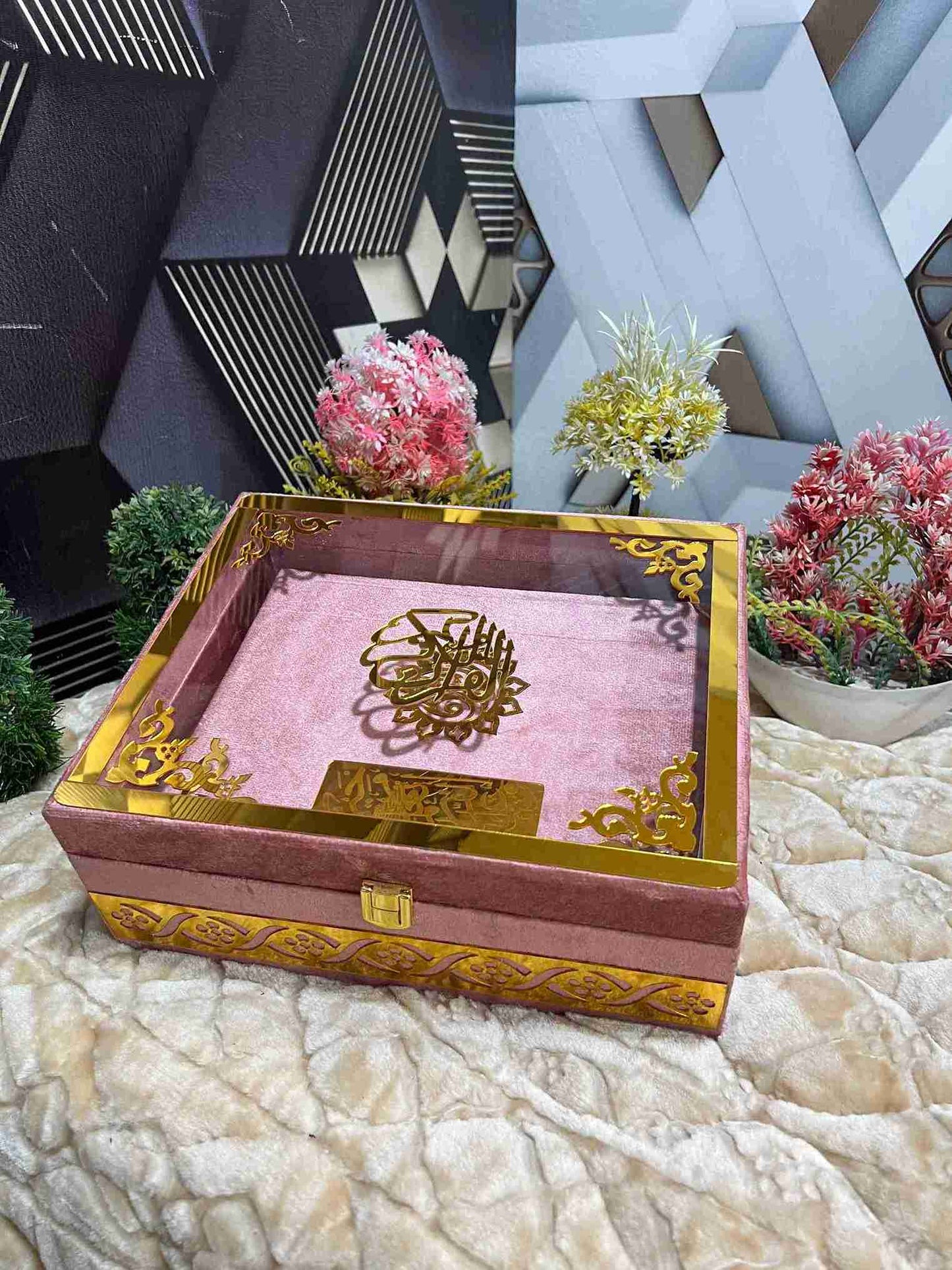 AL-NOOR Premium Acrylic Quran Box-pink