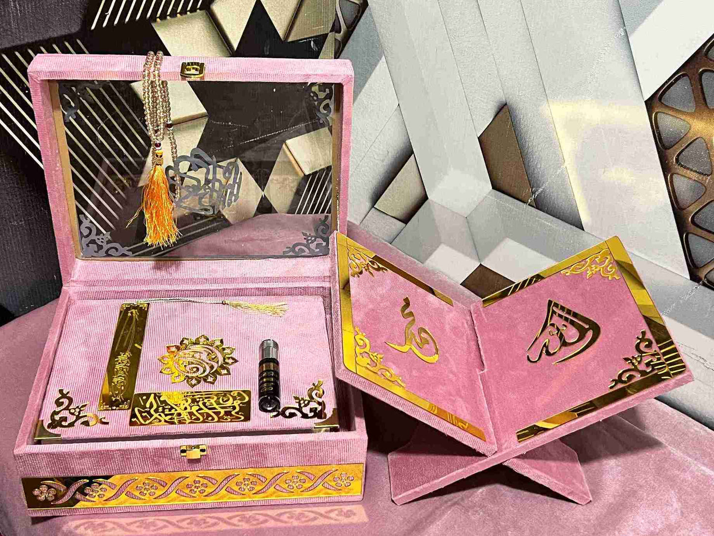 AL-NOOR Premium Acrylic Quran Box-pink