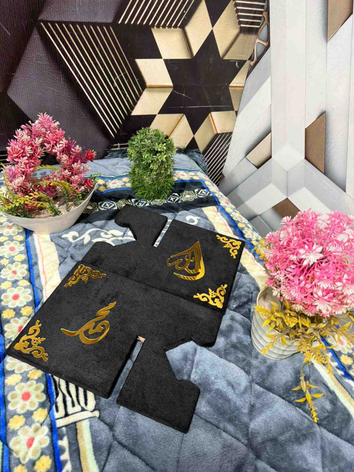 Premium Bridal Quran Gift Set Black Color  Transparent Set, Velvet Holly Quran, Book Mark,  Velvet Box, Velvet  Rahal, Ittar, Tasbeeh