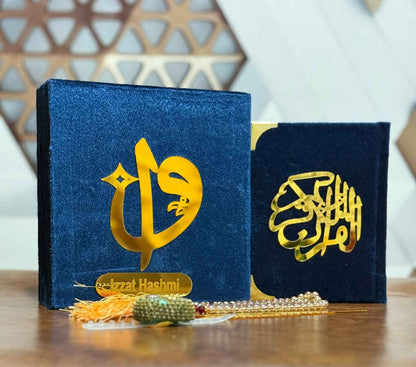 Pocket-Size Quran in Turkish-Inspired Velvet Box Blue