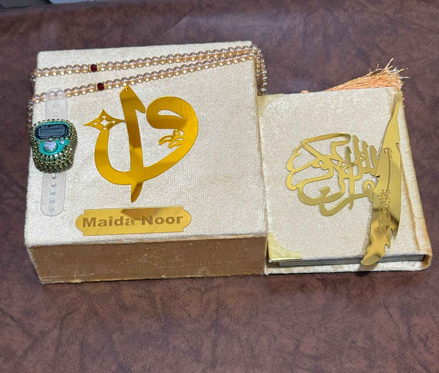 Pocket-Size Quran in Turkish-Inspired Velvet Box Golden