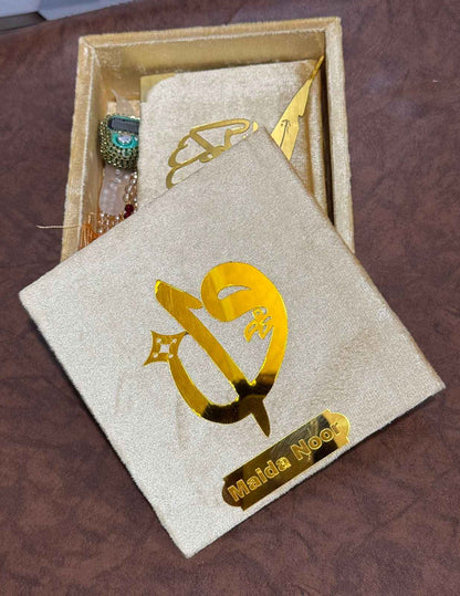 Pocket-Size Quran in Turkish-Inspired Velvet Box Golden