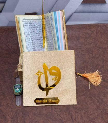 Pocket-Size Quran in Turkish-Inspired Velvet Box Golden
