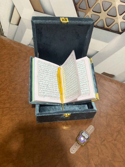 Holy Quran Gift Set (Pocket Size) Gray Color