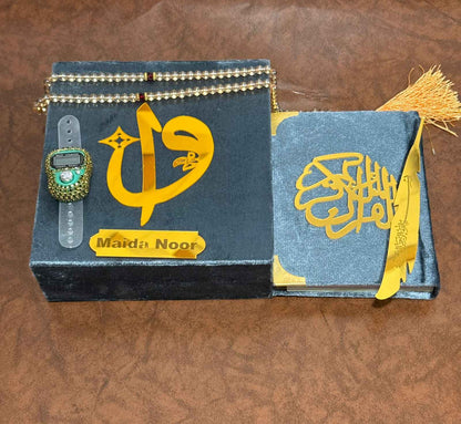 Pocket-Size Quran in Turkish-Inspired Velvet Box Gray