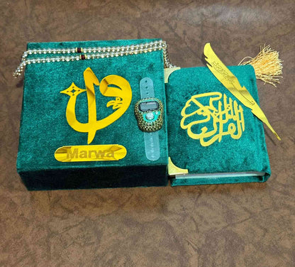 Pocket-Size Quran in Turkish-Inspired Velvet Box Green
