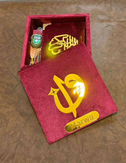Pocket-Size Quran in Turkish-Inspired Velvet Box Maroon
