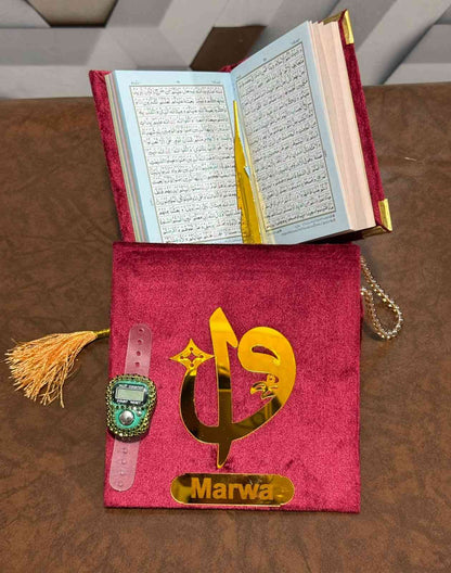 Pocket-Size Quran in Turkish-Inspired Velvet Box Maroon