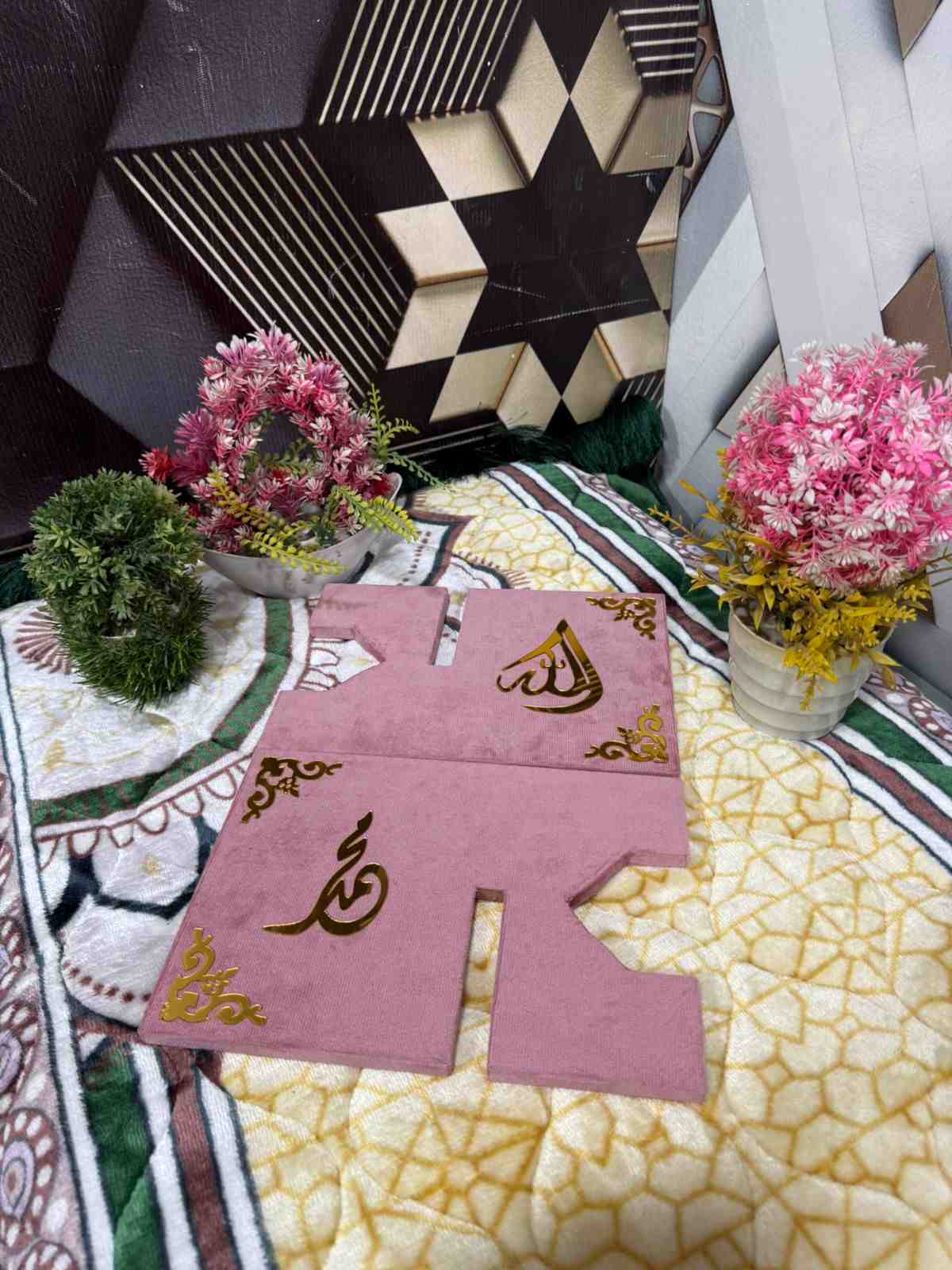 Premium Bridal Quran Gift Set Pink Color Transparent Set, Velvet Holly Quran, Book Mark,  Velvet Box, Velvet  Rahal, Ittar, Tasbeeh