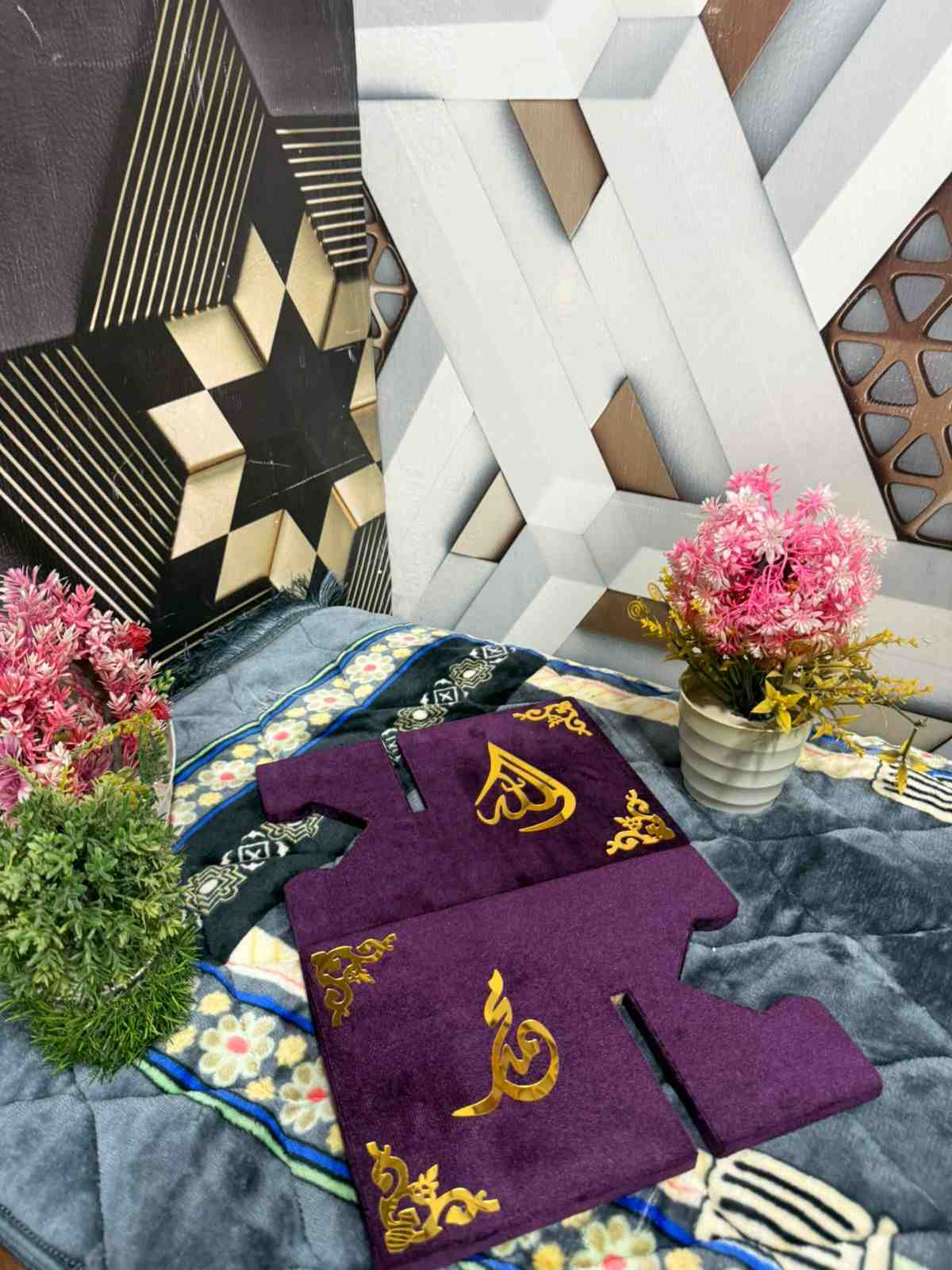 Premium Bridal Quran Gift Set Purple Color Transparent Set, Velvet Holly Quran, Book Mark,  Velvet Box, Velvet  Rahal, Ittar, Tasbeeh