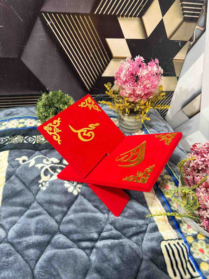 Premium Bridal Quran Gift Set Red Color Transparent Set, Velvet Holly Quran, Book Mark,  Velvet Box, Velvet  Rahal, Ittar, Tasbeeh