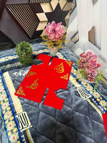 Premium Bridal Quran Gift Set Red Color Transparent Set, Velvet Holly Quran, Book Mark,  Velvet Box, Velvet  Rahal, Ittar, Tasbeeh