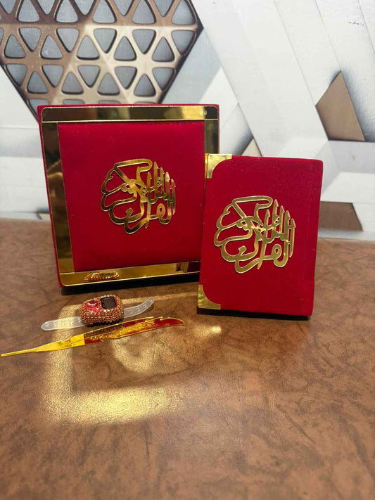 Holy Quran Gift Set (Pocket Size) Red Color
