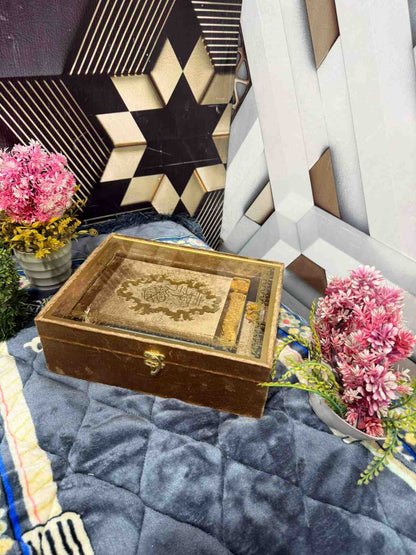 Premium Bridal Quran Gift Set Skin Color Transparent Set, Velvet Holly Quran, Book Mark,  Velvet Box, Velvet  Rahal, Ittar, Tasbeeh
