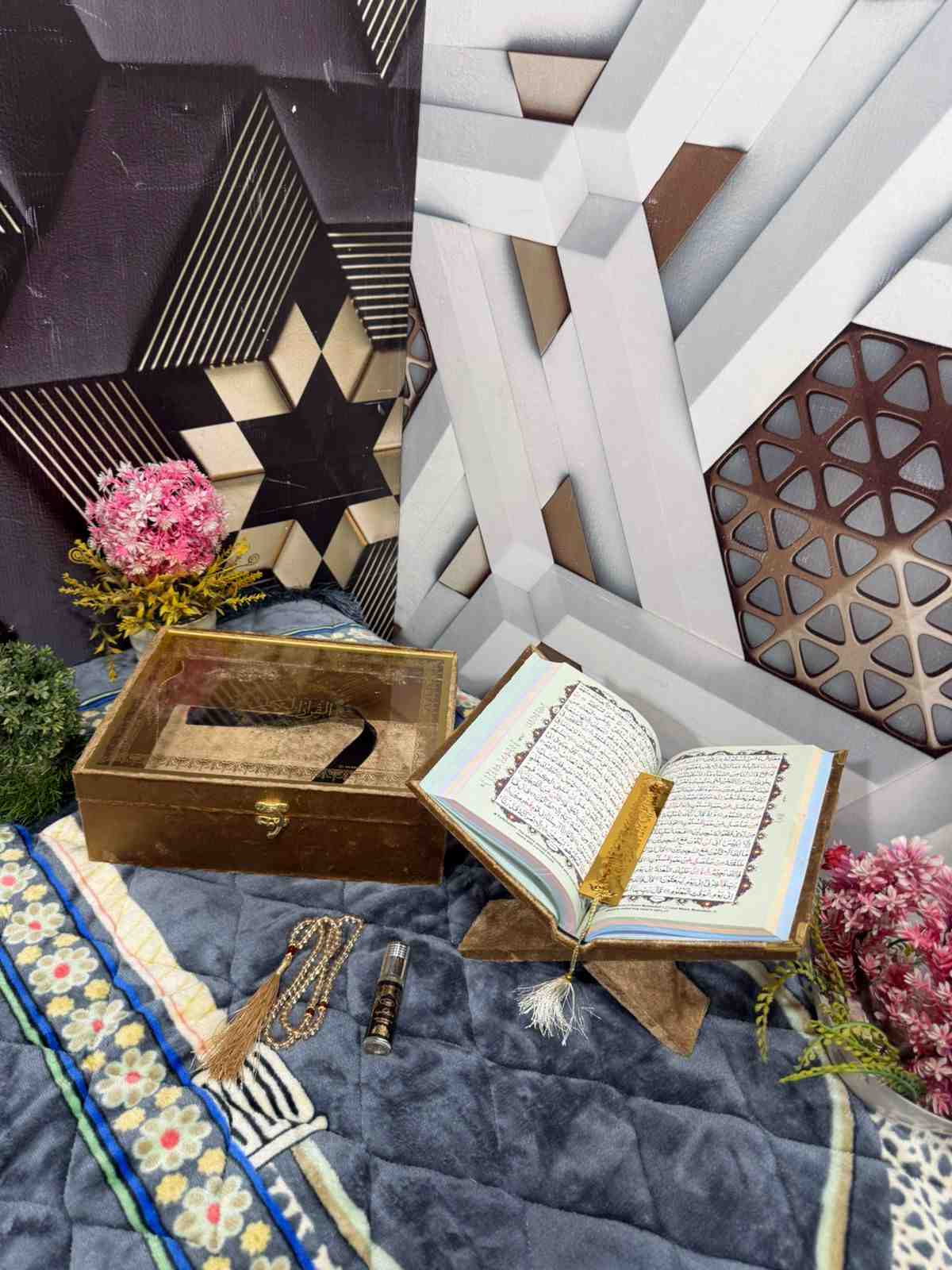 Premium Bridal Quran Gift Set Skin Color Transparent Set, Velvet Holly Quran, Book Mark,  Velvet Box, Velvet  Rahal, Ittar, Tasbeeh