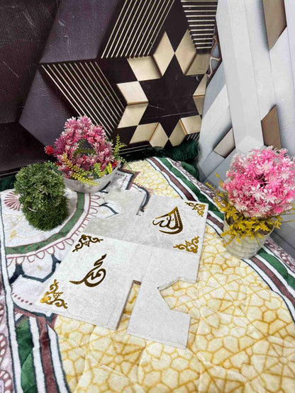 Premium Bridal Quran Gift Set Ofwhite color Transparent Set, Velvet Holly Quran, Book Mark,  Velvet Box, Velvet  Rahal, Ittar, Tasbeeh