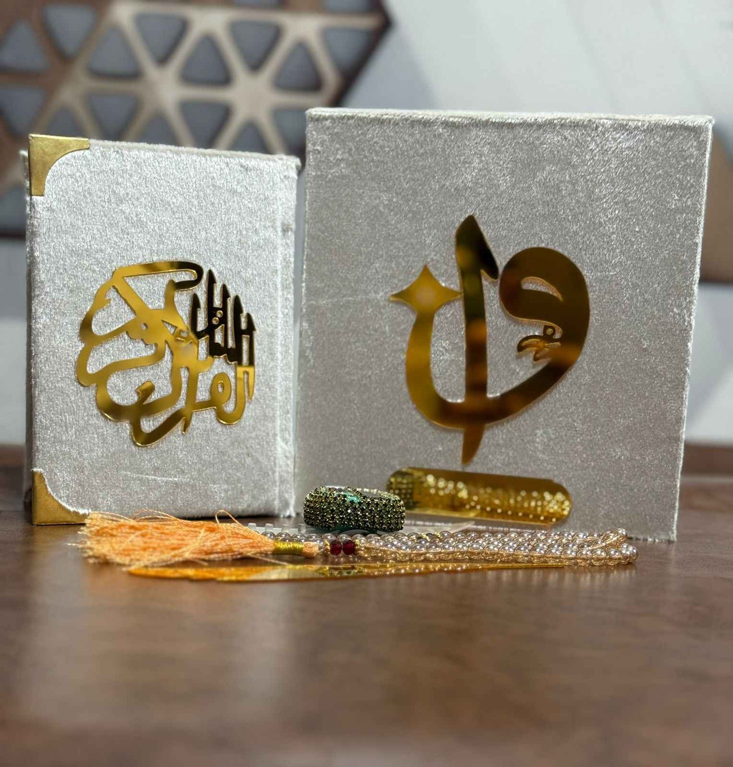 Pocket-Size Quran in Turkish-Inspired Velvet Box OffWhite